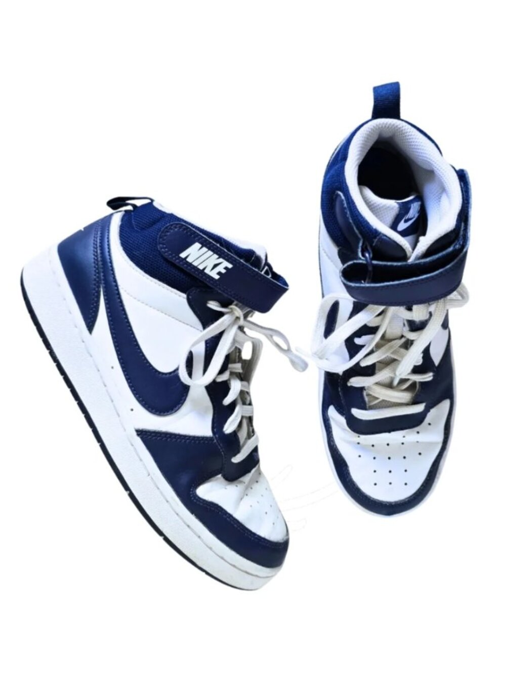 Nike Court Borough Mid 2 Big Kids Boys 7Y Blue White Sneakers